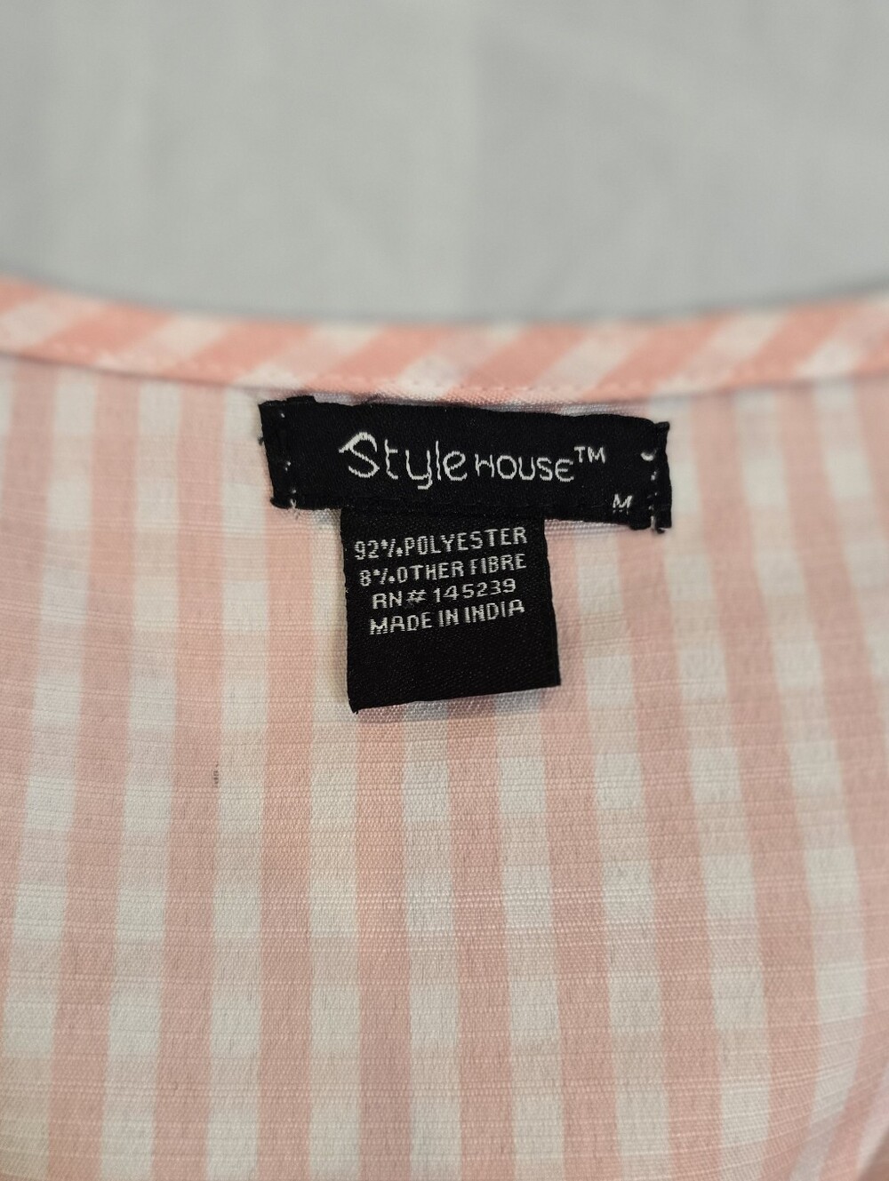 Style House Pink Gingham Tiered Ruffle V-Neck Dress Size Medium - Picture 7 of 10